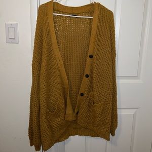 American Eagle Mustard Yellow Knit Button Cardigan